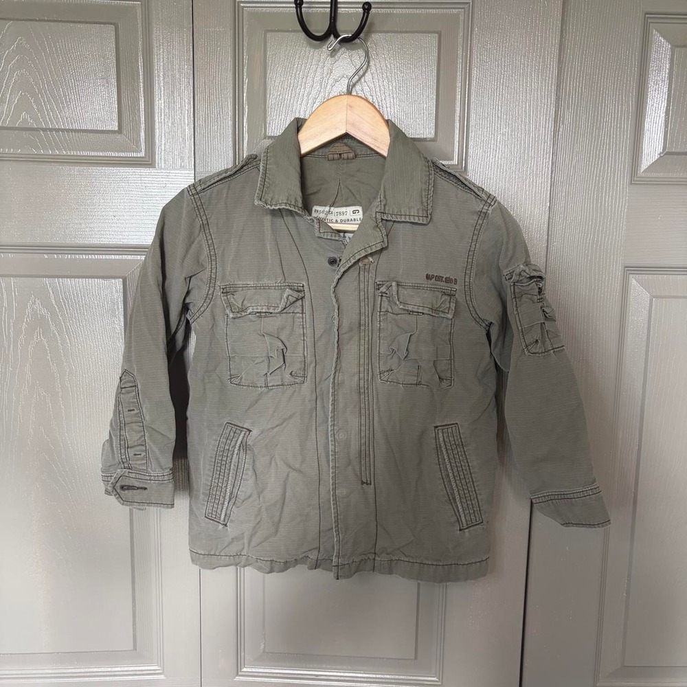 Gap 1969 Military Utility Jacket Womens Small Khaki Green Cotton Ripstop Y2K